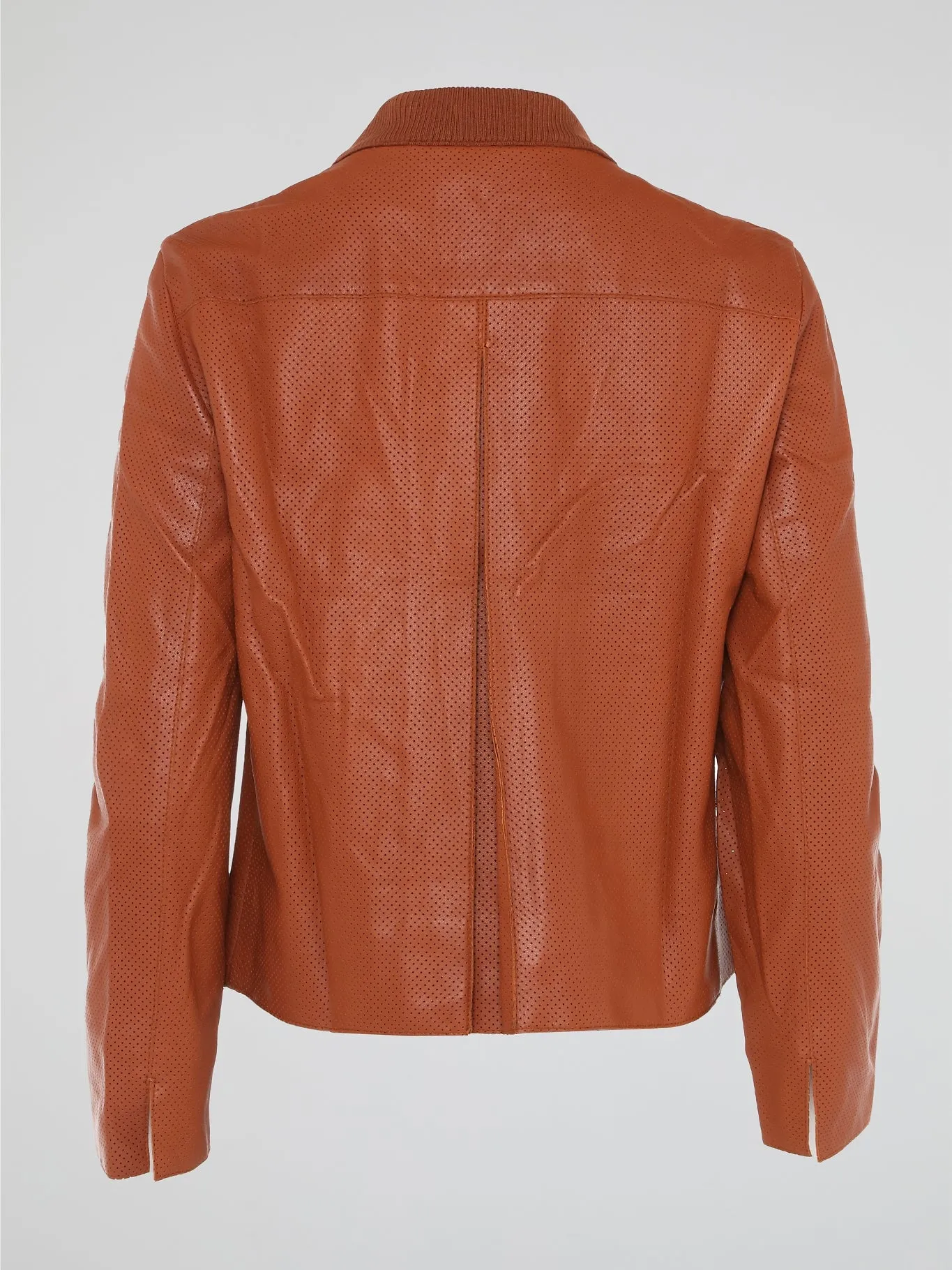 Orange Perforated Bomber Jacket