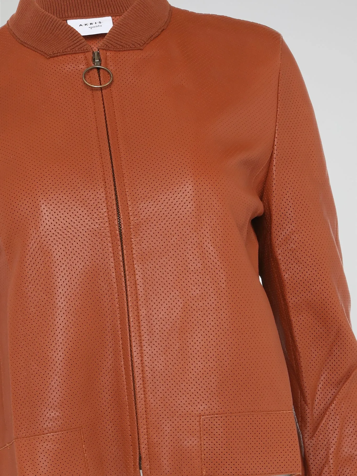 Orange Perforated Bomber Jacket