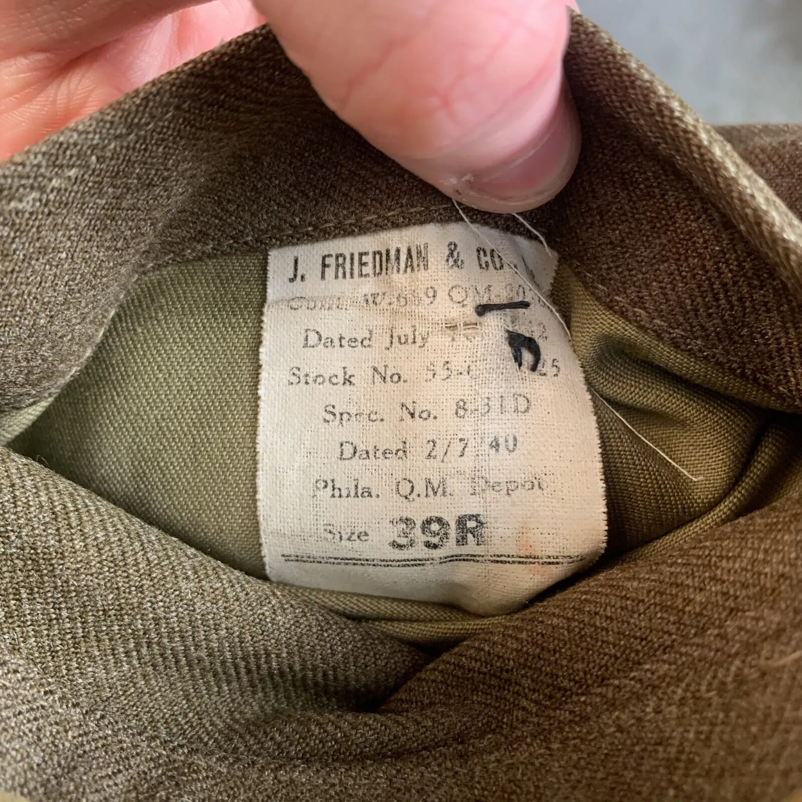 Original WW2 US Army Class A Dress Jacket 1940 - Private Ryan Prop - 39 Regular