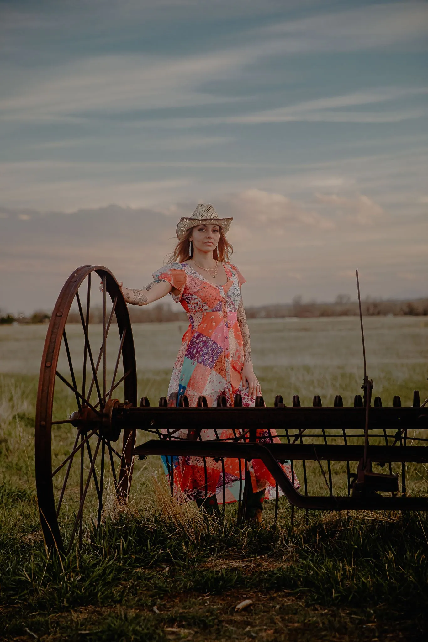 Quilt Printed Button Down Maxi Dress