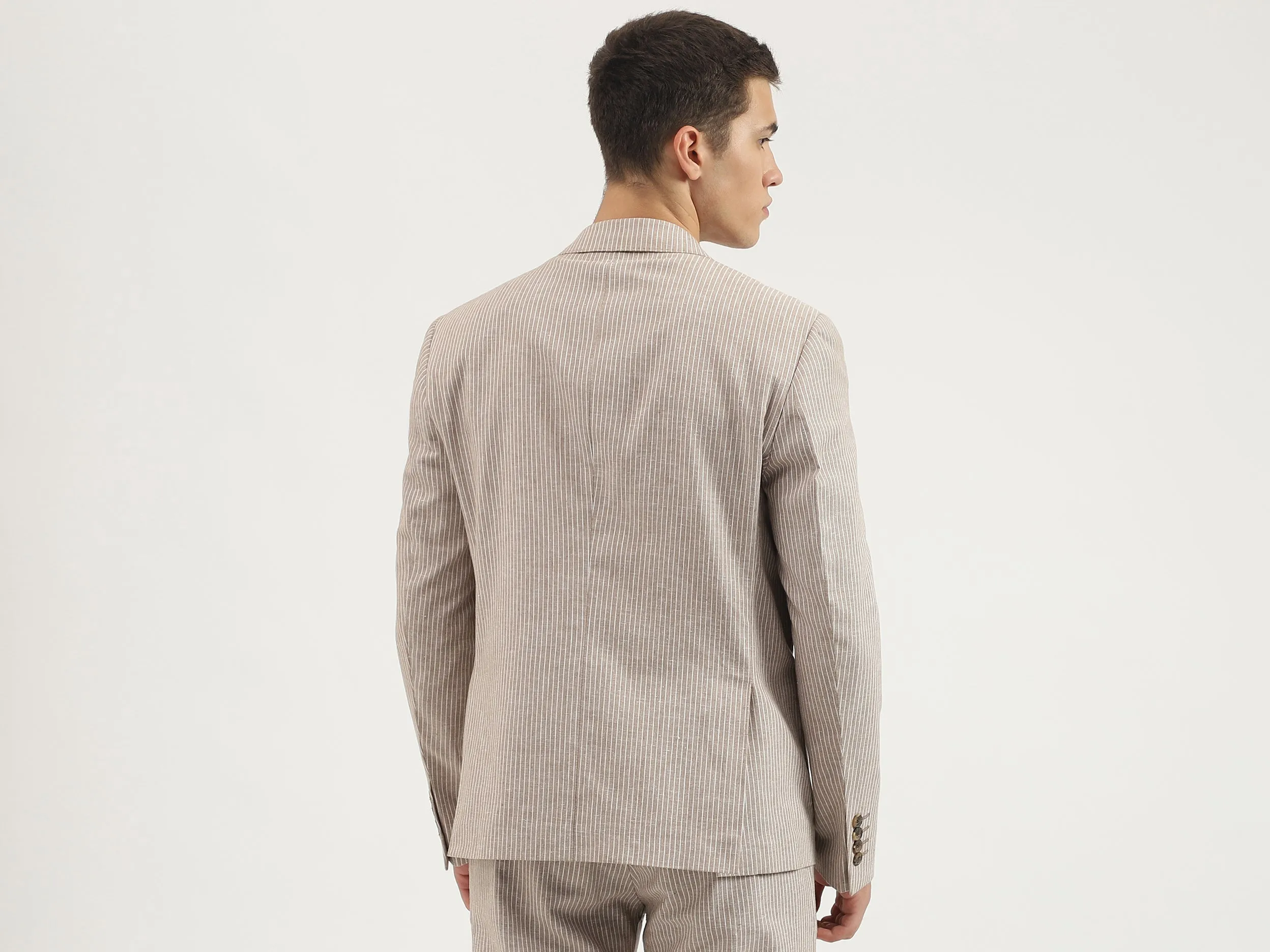 Slim Fit Lapel Collar Striped Blazer