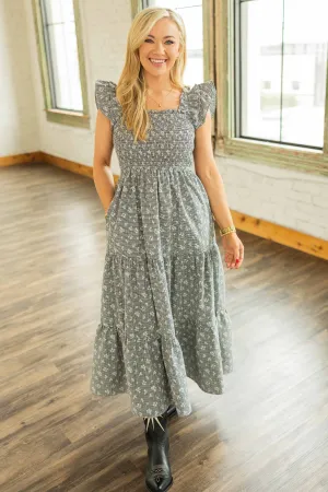 SLOANE FLORAL SMOCKED MIDI DRESS