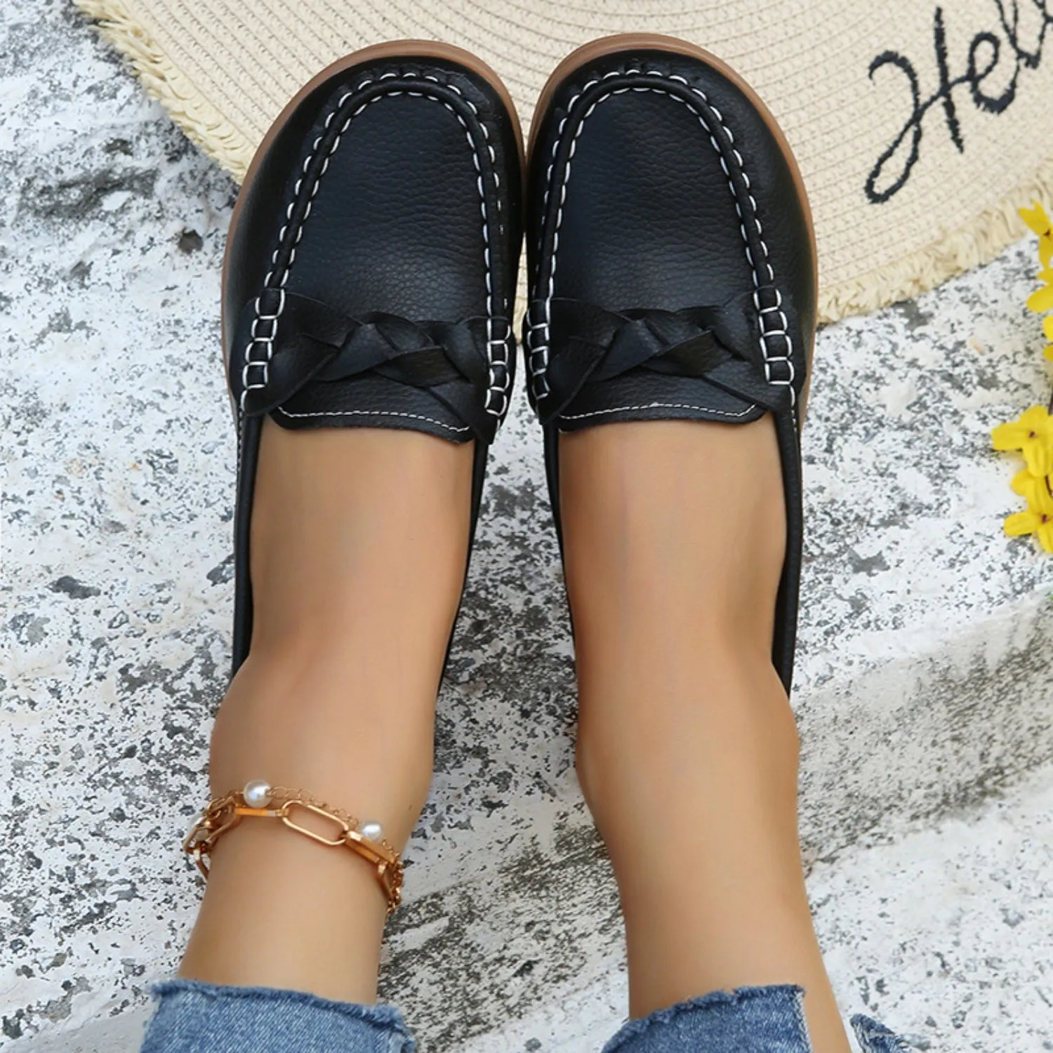 Soft Steps Weave Wedge Loafers