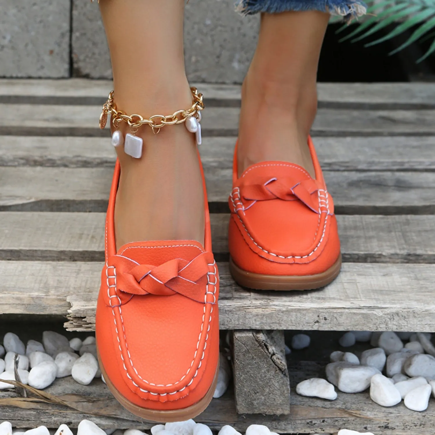Soft Steps Weave Wedge Loafers