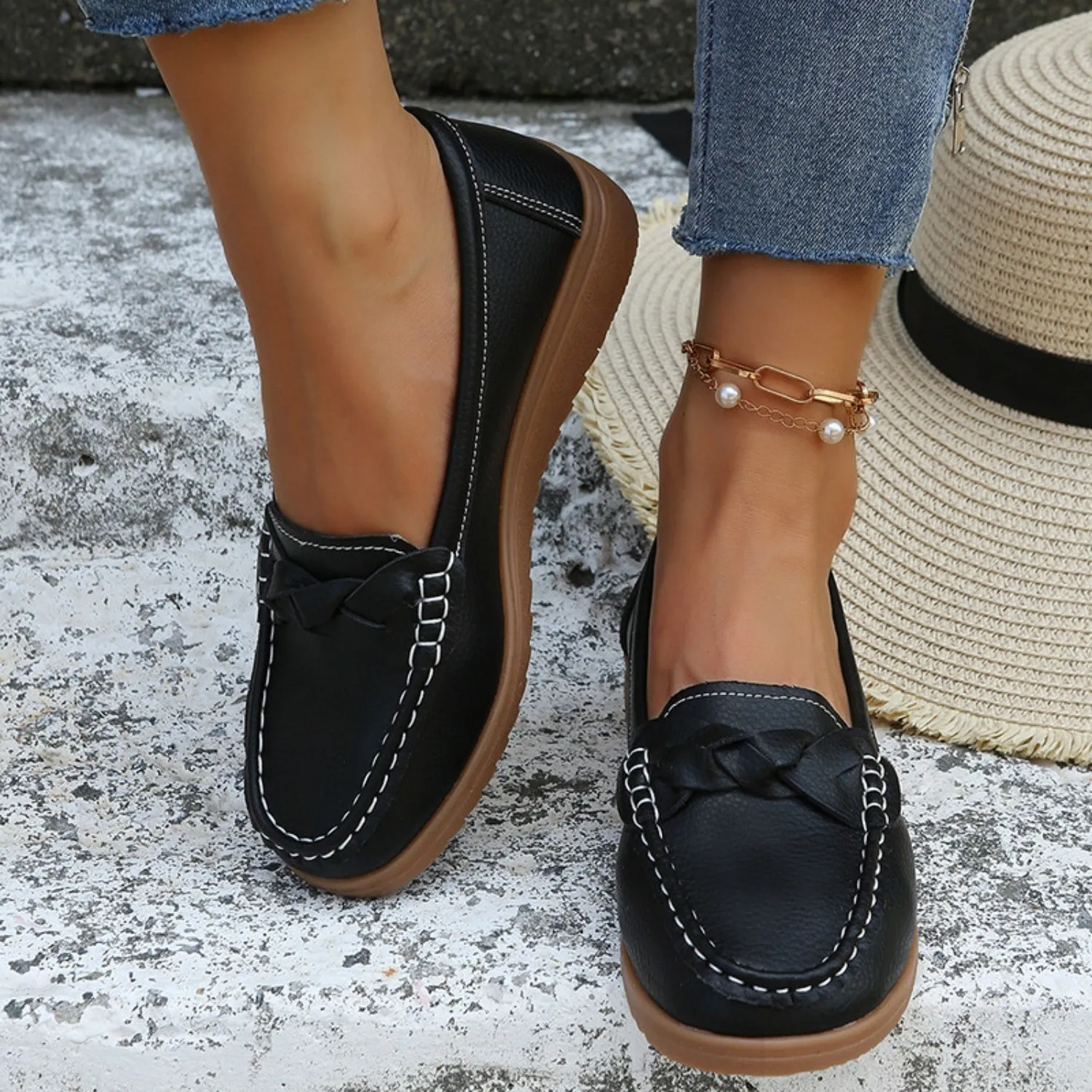 Soft Steps Weave Wedge Loafers
