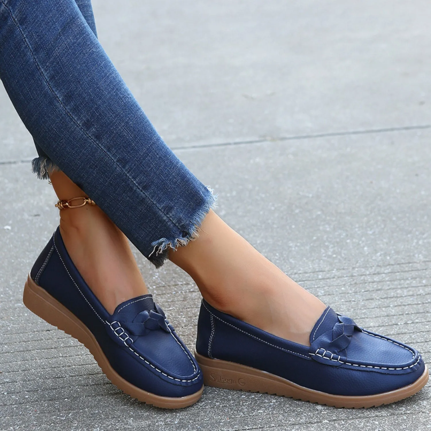 Soft Steps Weave Wedge Loafers