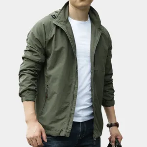 Sporty, hooded, lightweight men's outdoor jacket
