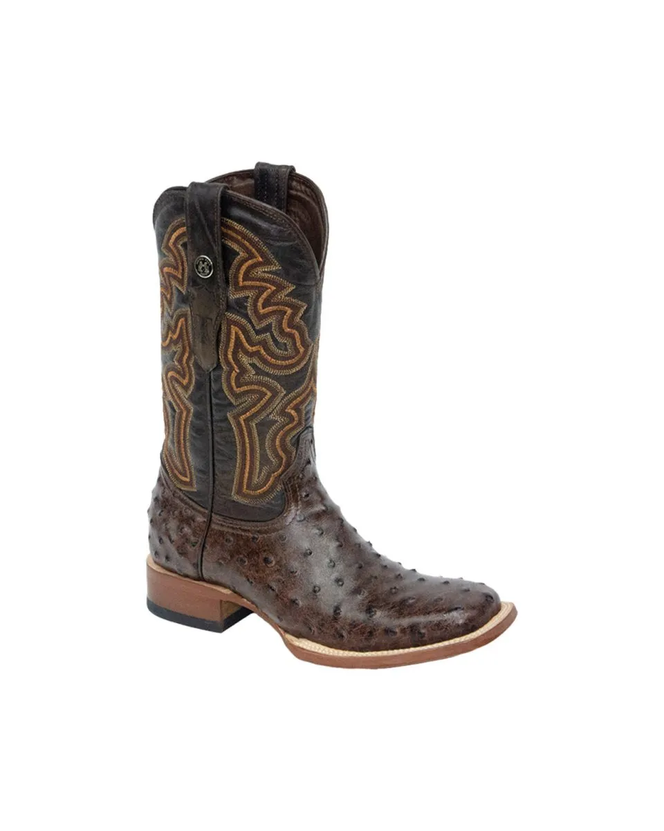 TANNER MARK MEN’S Ostrich Brown Print Western Boots