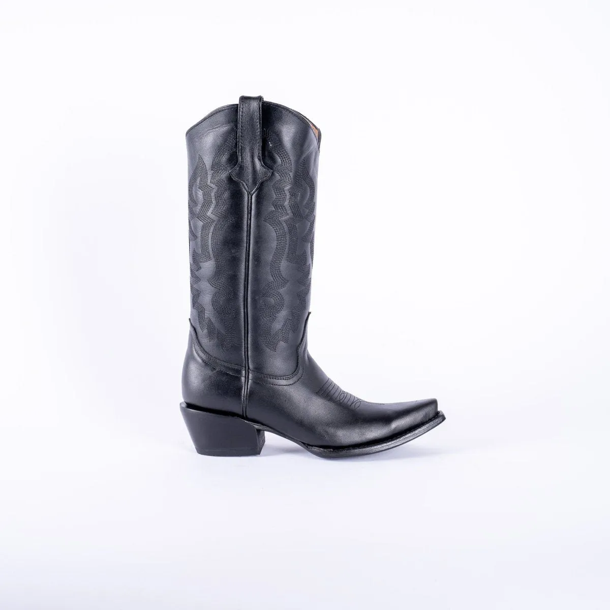TANNER MARK WOMEN’S Dark Horse Classic Black Calf Cowgirl Boots Snip toe