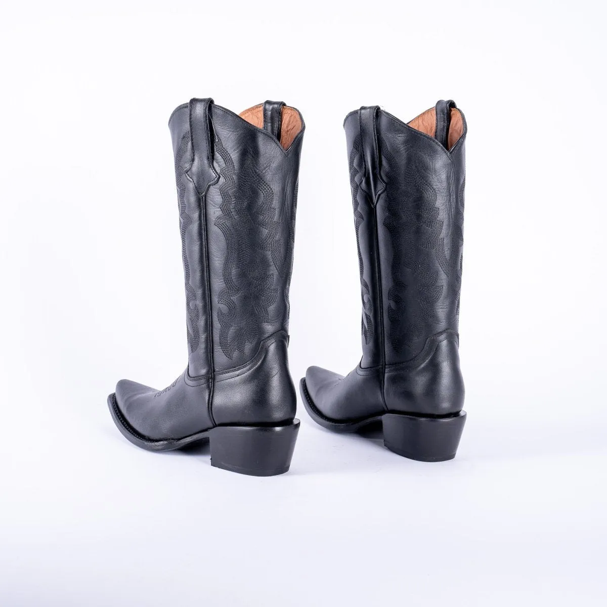 TANNER MARK WOMEN’S Dark Horse Classic Black Calf Cowgirl Boots Snip toe