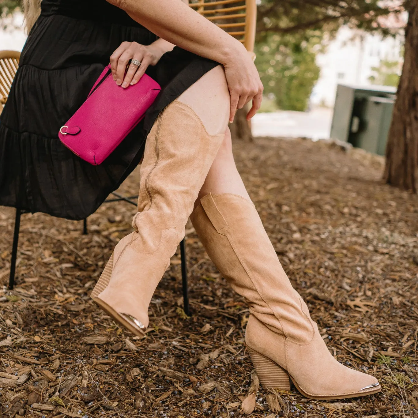 The Bentley Faux Suede Western Cowboy Boots