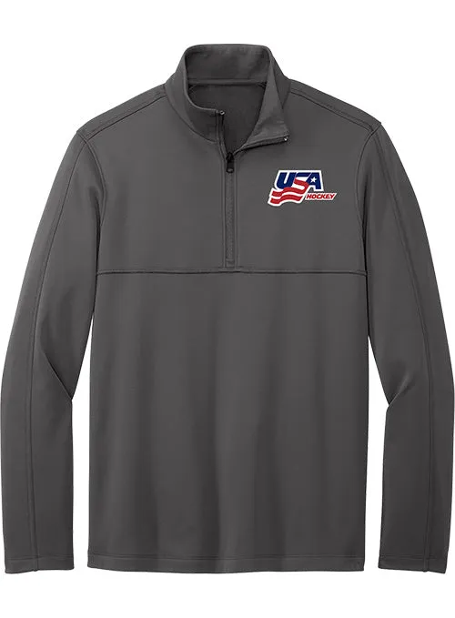 USA Hockey Smooth Fleece 1/4 Zip Jacket - Grey