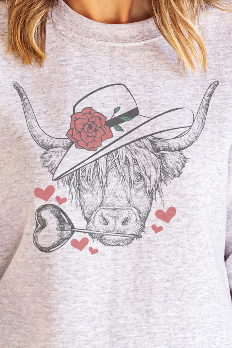 Valentine Highland Cow Unisex NuBlend Crew Sweatshirt