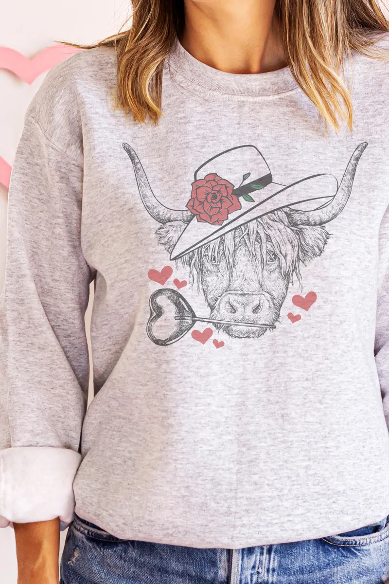 Valentine Highland Cow Unisex NuBlend Crew Sweatshirt