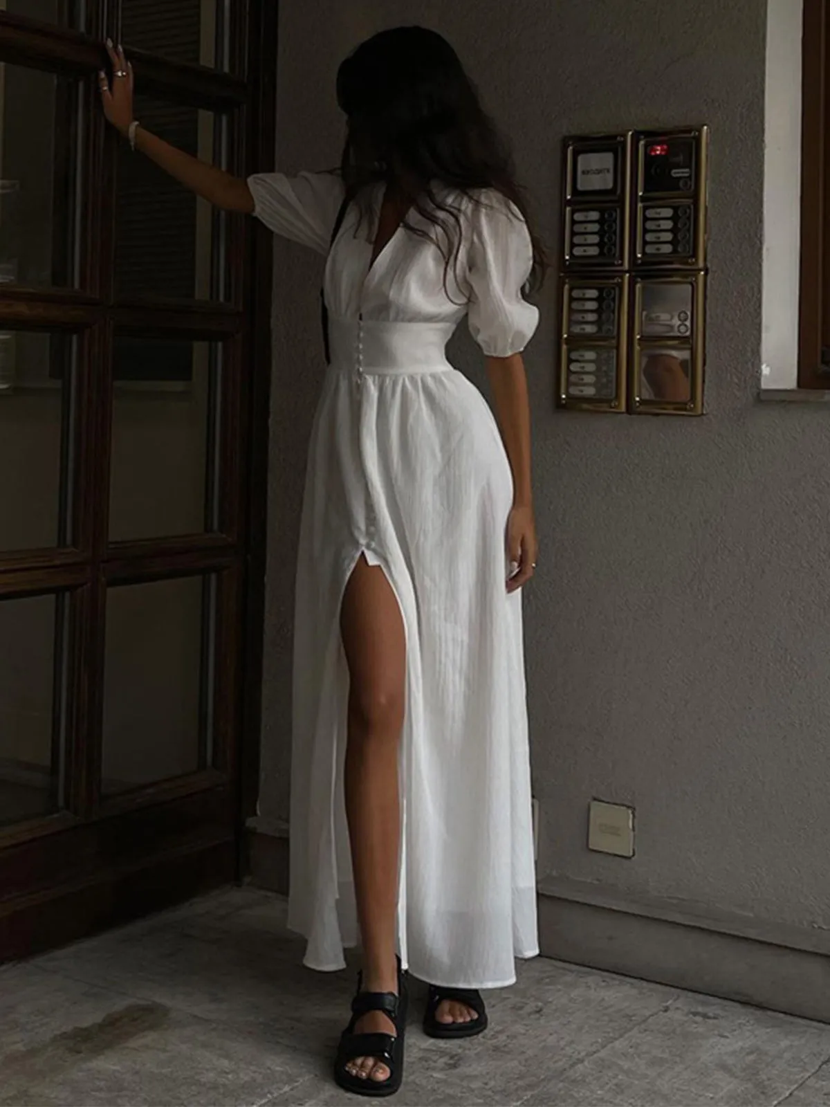 White Maxi Dress | Cotton Blend | Elegant & Flowing