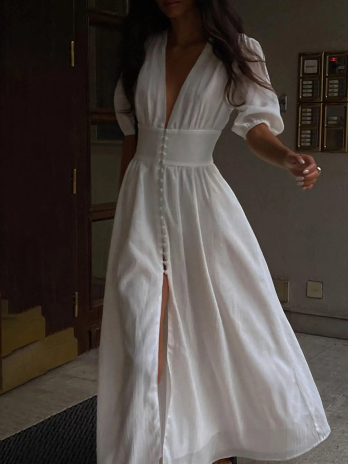 White Maxi Dress | Cotton Blend | Elegant & Flowing