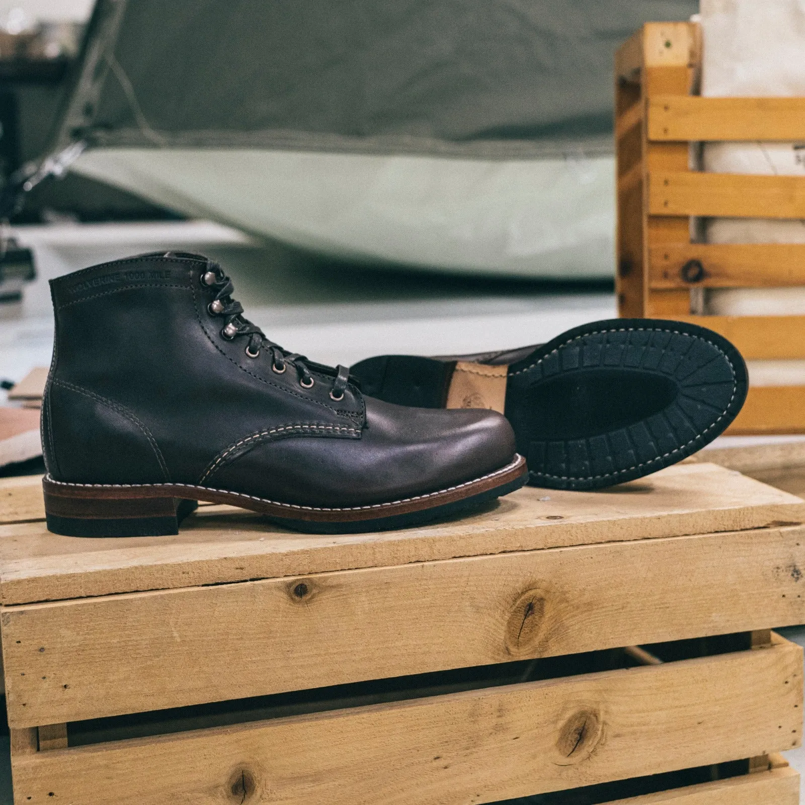 【Wolverine 1000 Mile】新版大底 黑色／Plain-Toe Classic Boot