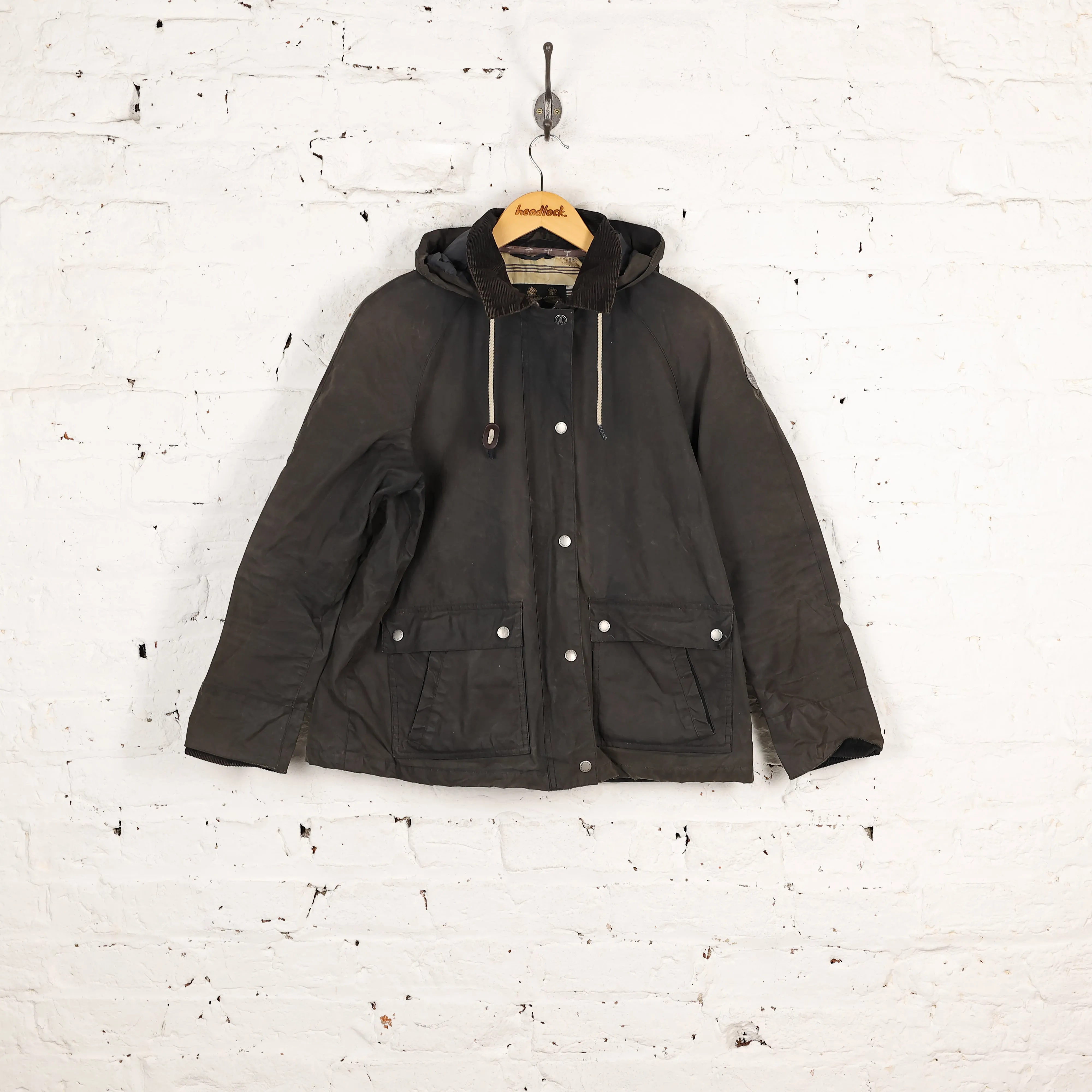 Women's Barbour Rief Hooded Wax Jacket - Blue - Women's M