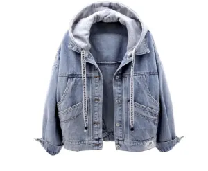 Women's hooded denim Lia jacket, casual style