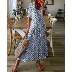 Women's Summer Beach 3 4 Sleeves Dress | Midi