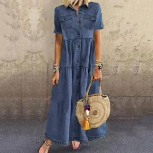 Women's Summer Front Pocket Shirt Dress | Maxi