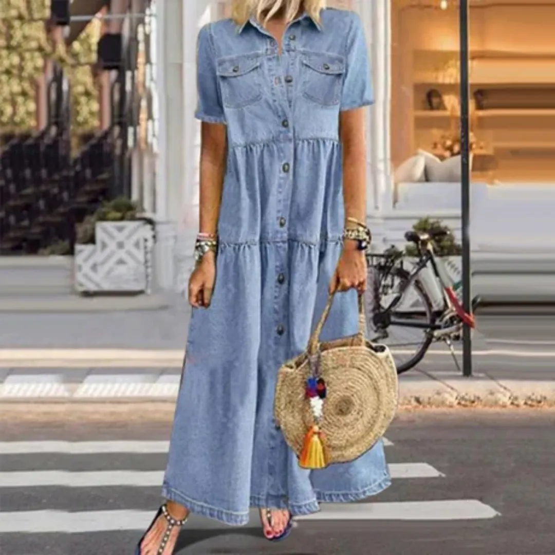 Women's Summer Front Pocket Shirt Dress | Maxi