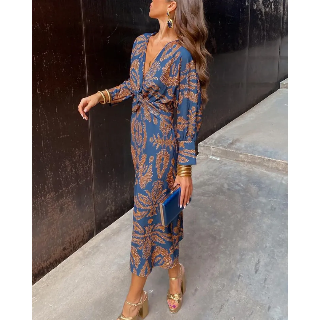 Women's Summer Long Sleeve Wedding Guest Dress | Midi