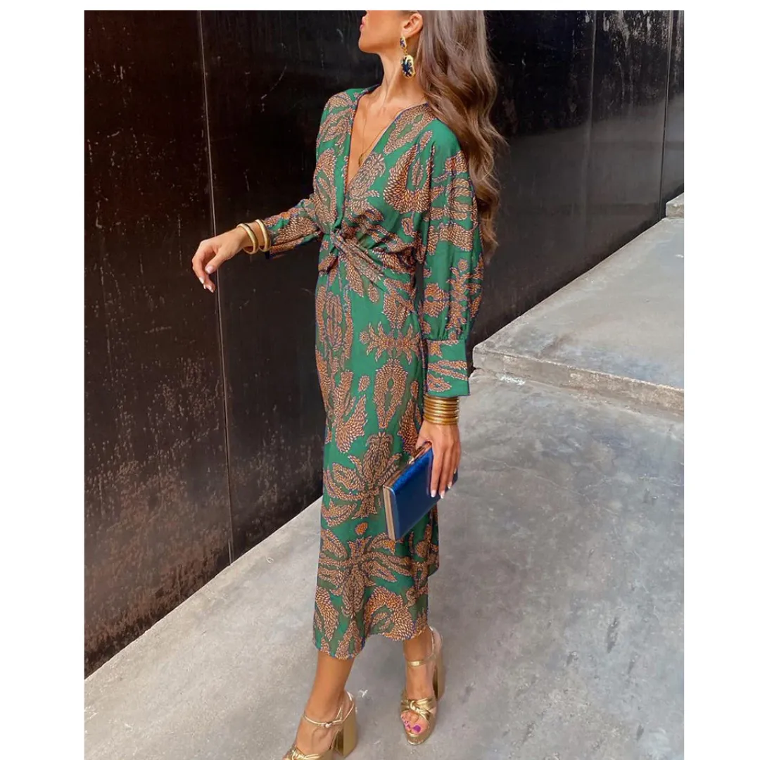 Women's Summer Long Sleeve Wedding Guest Dress | Midi