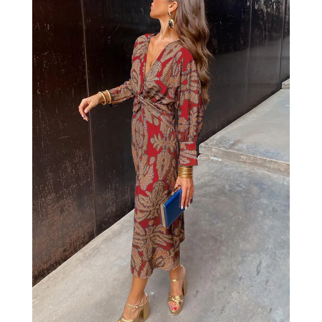 Women's Summer Long Sleeve Wedding Guest Dress | Midi