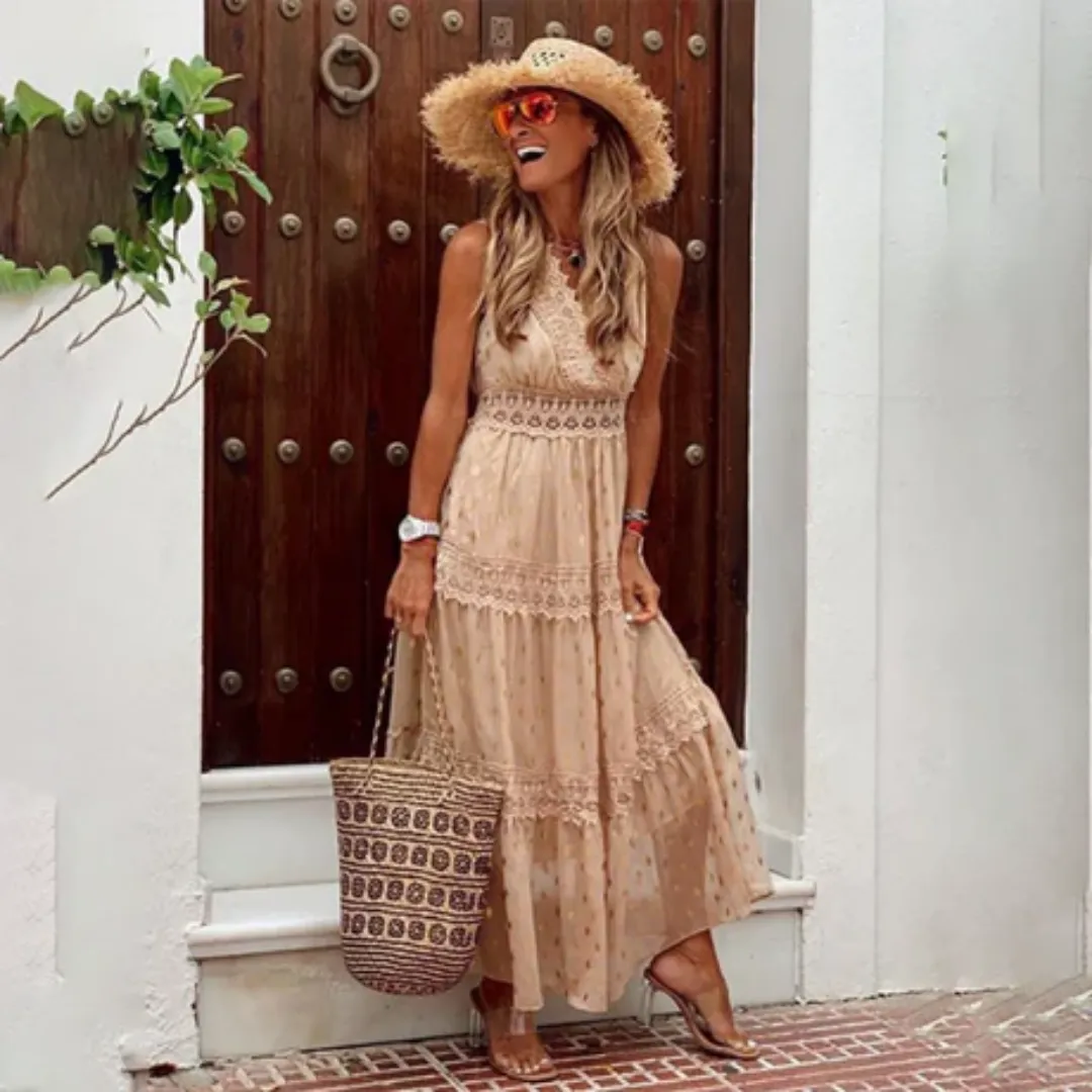 Women's Summer Polka Dot Beach Dress | Maxi