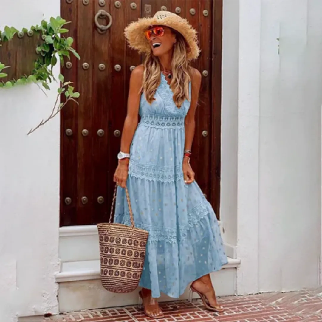 Women's Summer Polka Dot Beach Dress | Maxi