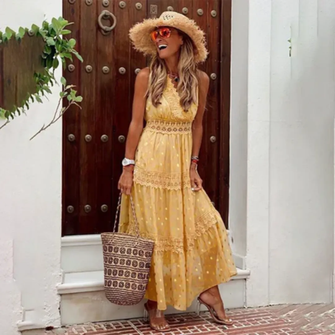 Women's Summer Polka Dot Beach Dress | Maxi
