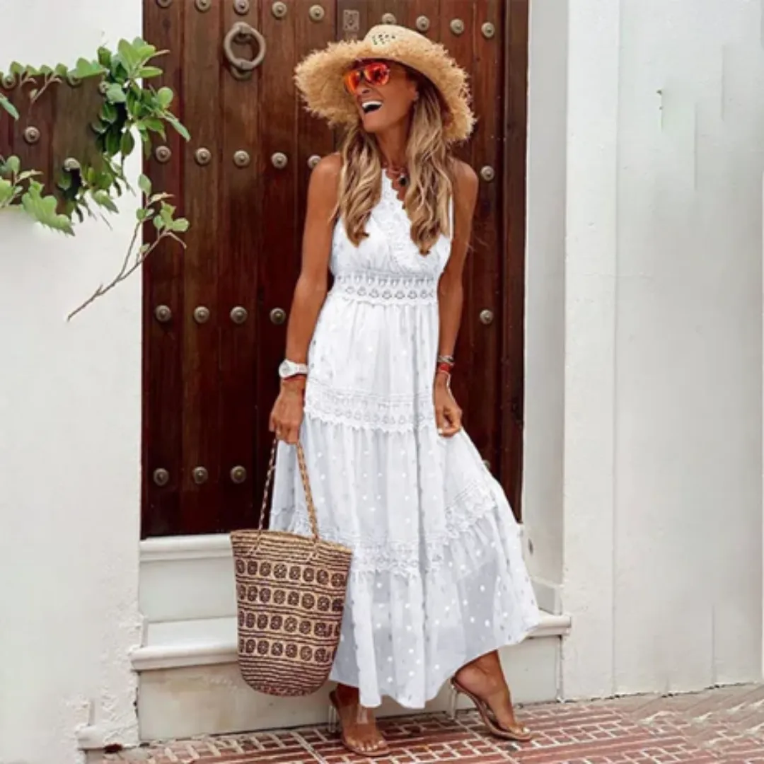 Women's Summer Polka Dot Beach Dress | Maxi