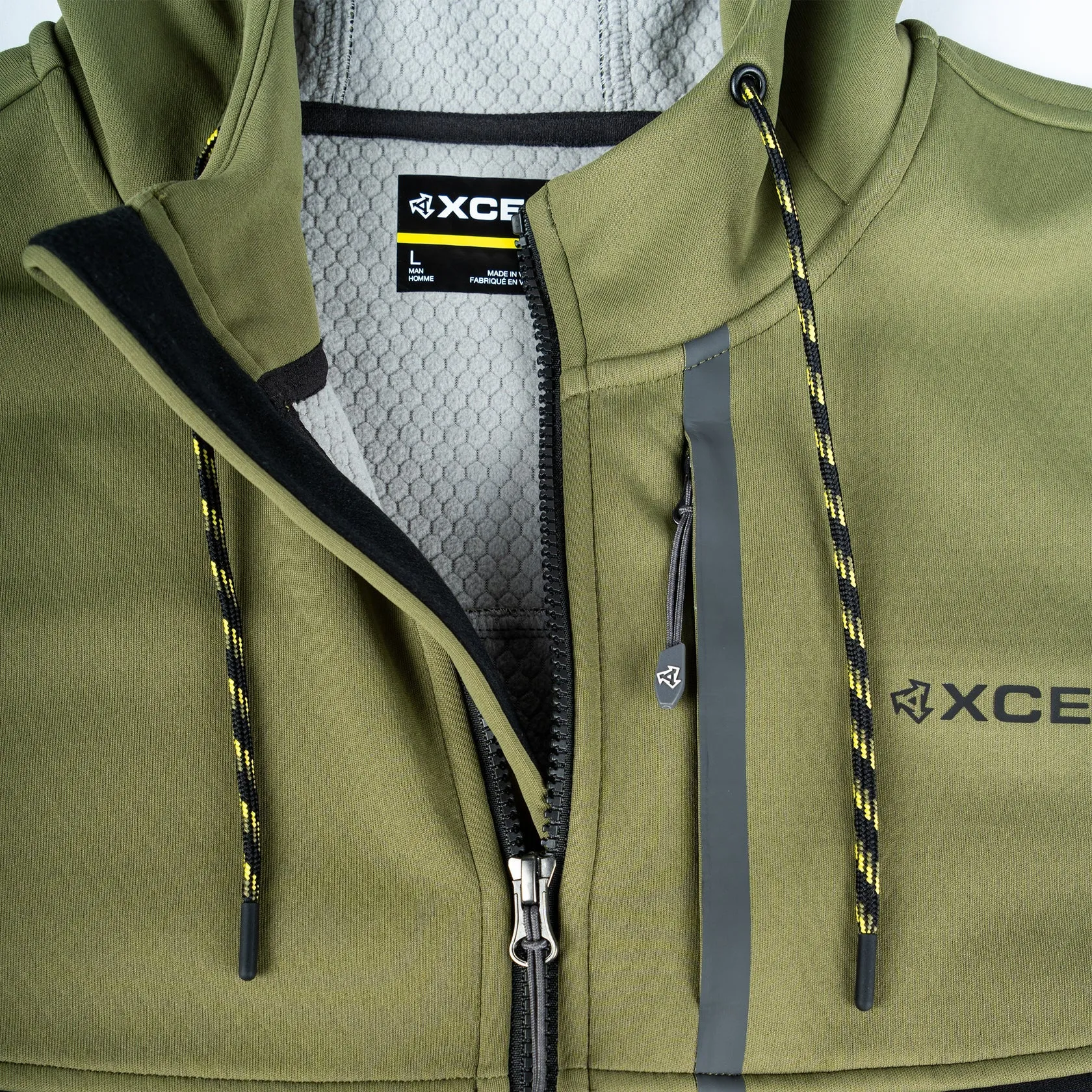 Xcel - Men's Drylock Hooded Water Repellent Bonded Fleece - Olive/Black