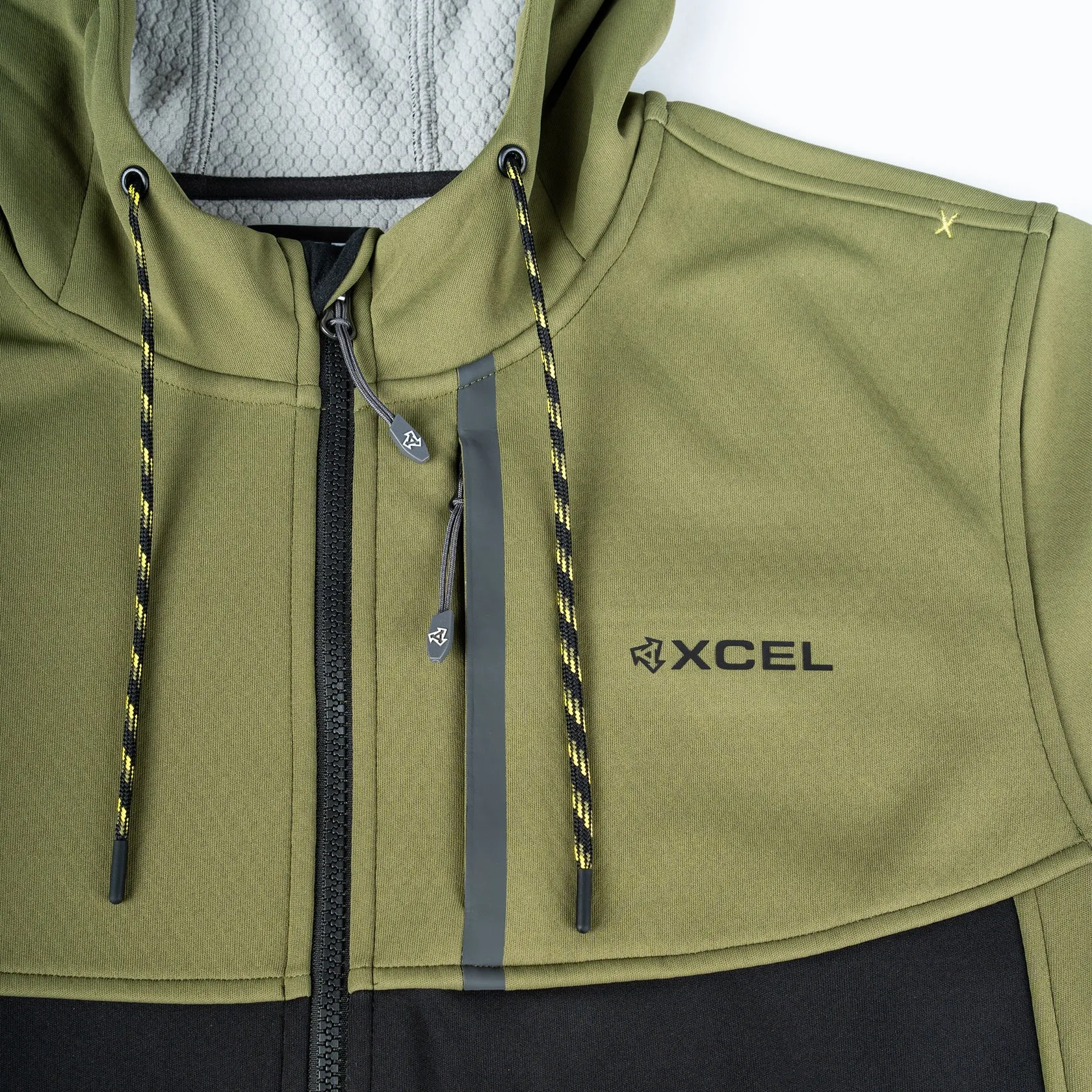 Xcel - Men's Drylock Hooded Water Repellent Bonded Fleece - Olive/Black