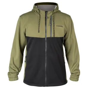 Xcel - Men's Drylock Hooded Water Repellent Bonded Fleece - Olive/Black